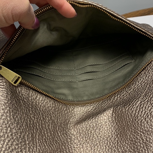 Pebble Leather Shoulder Bag Gold Clutch - Picture 8 of 15